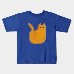 Cat Pixel Art - ginger teal Kids T-Shirt